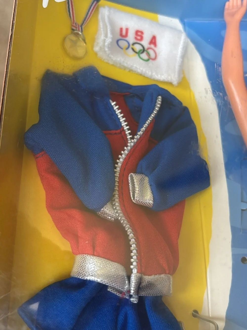 Barbie One-Piece Swimsuit with USA Jacket — White, Red & Blue